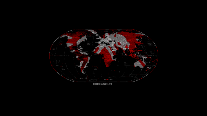World map with red and grey markings and text