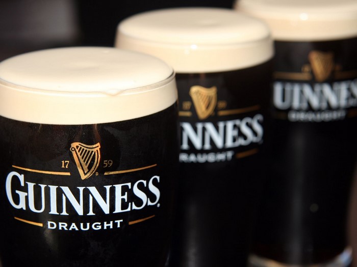 Three glasses of Guinness Draught stout