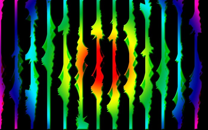 Psychedelic abstract artwork with colorful silhouettes