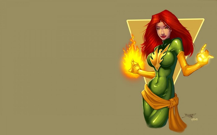 Jean Grey from Marvel Comics with fire powers