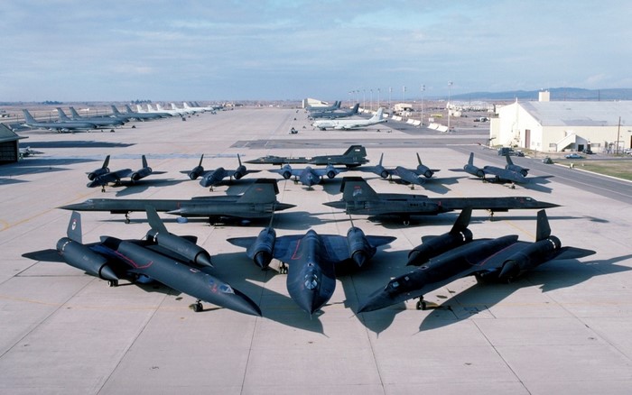 Lockheed SR-71 Blackbirds on a military base