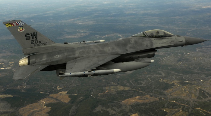 F-16 Fighting Falcon fighter jet in flight