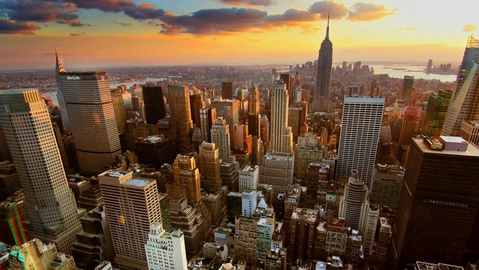 New York City skyline at dusk with Empire State Building