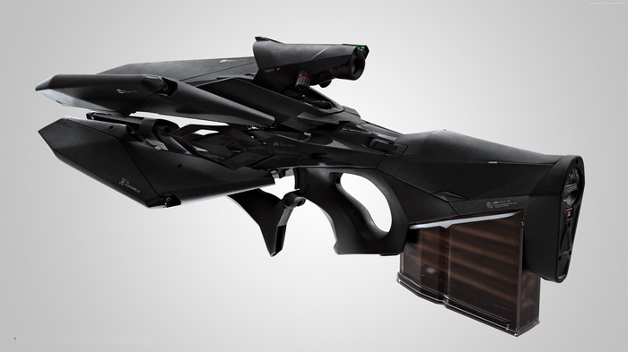 Futuristic electromagnetic machine gun
