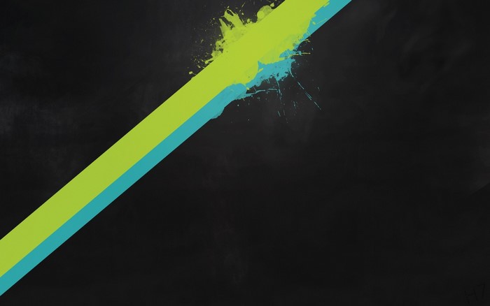 Abstract green and blue lines on black background