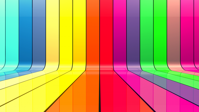 Abstract rainbow stripes with reflections