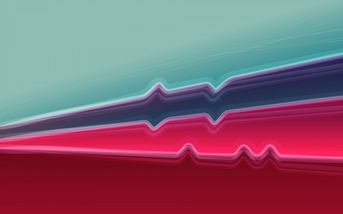 Abstract wavy lines in teal, purple, and red