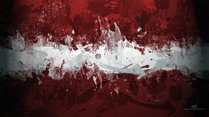 Abstract Flag of Latvia with Red and White Splatter