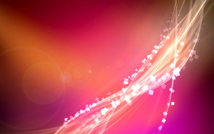 Abstract light streaks and squares on a pink and orange gradient