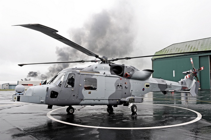 AgustaWestland AW159 Wildcat helicopter on helipad