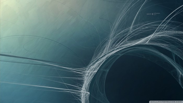 Abstract Blue Wave and Circle Fractal Art