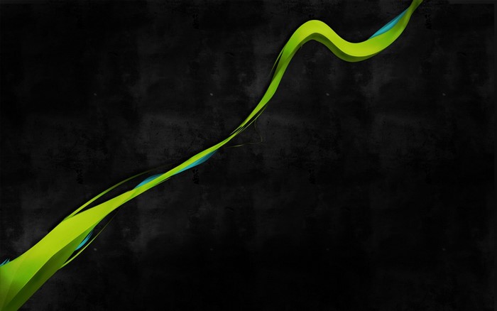 Abstract green and blue wave on black background