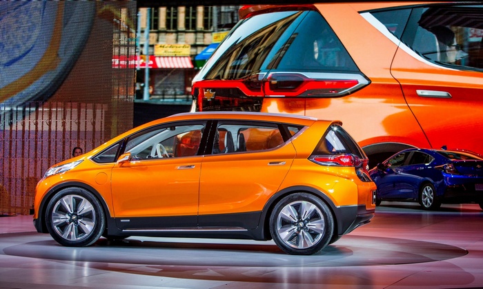 Orange Chevrolet Bolt EV concept car