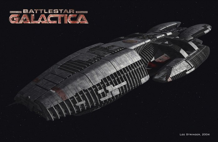 Battlestar Galactica spaceship in space