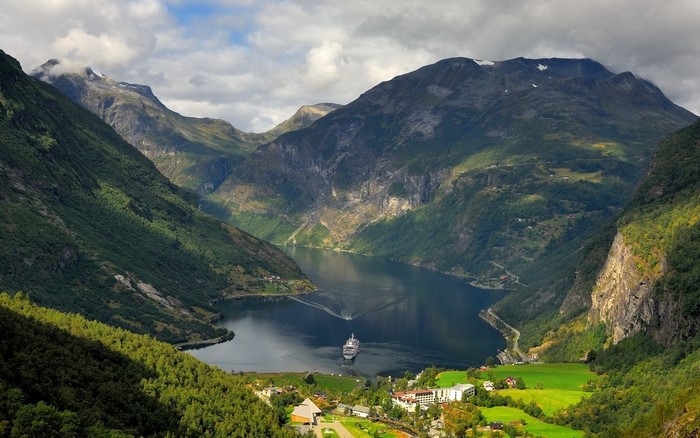 Cruise ship in Geiranger Fjord, Norway