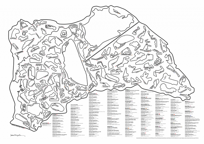 Illustration of various motorsports race tracks