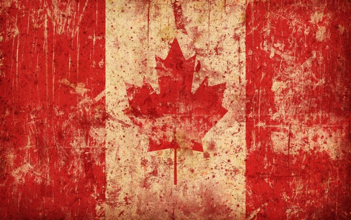 Grunge Canadian Flag with Maple Leaf
