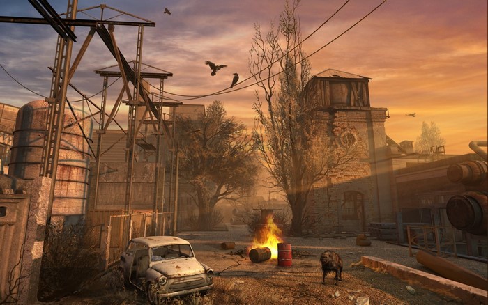 S.T.A.L.K.E.R. screenshot of an apocalyptic evening