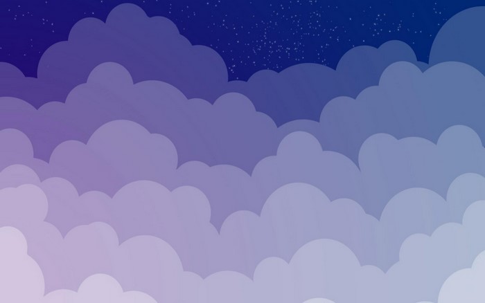 Illustration of a night sky with stars and clouds