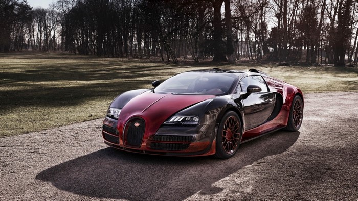 Bugatti Veyron sports car on a gravel road