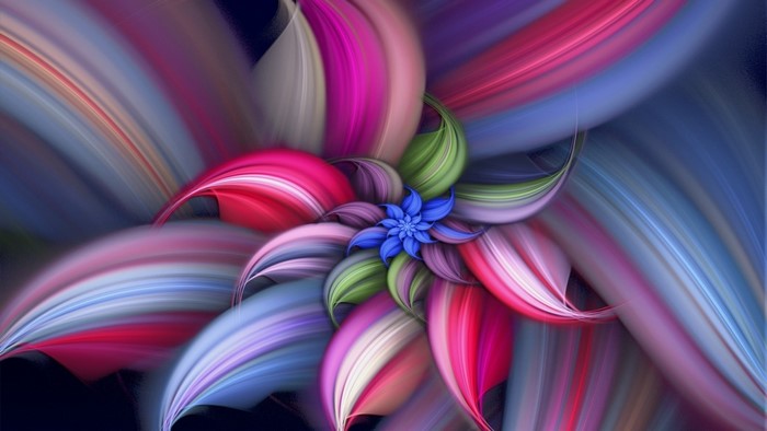 Colorful fractal flower with blue center