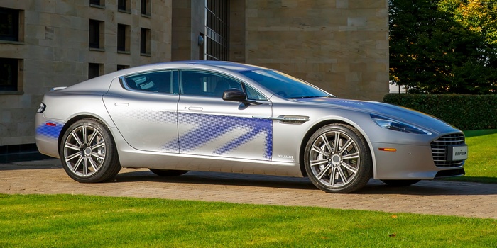 Aston Martin RapidE electric car with Union Jack livery