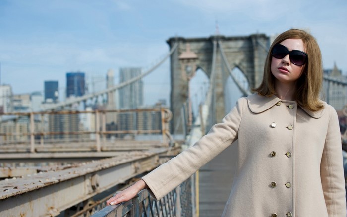 Karen Gillan on the Brooklyn Bridge in New York City