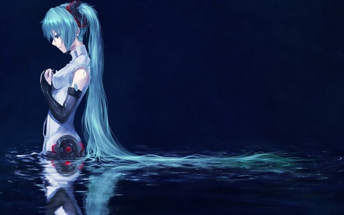 Hatsune Miku Append from Vocaloid in dark water