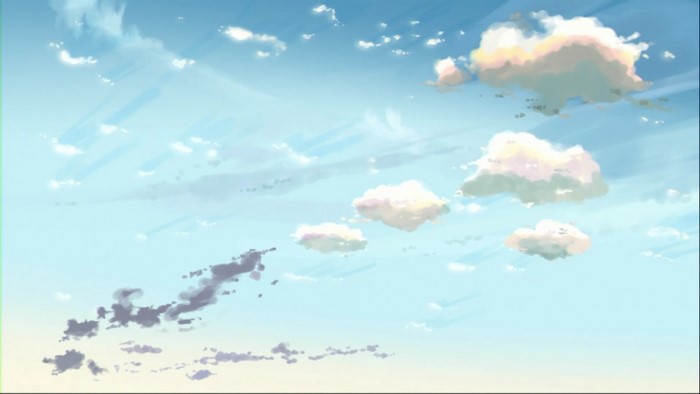 Anime sky with clouds and sunlight