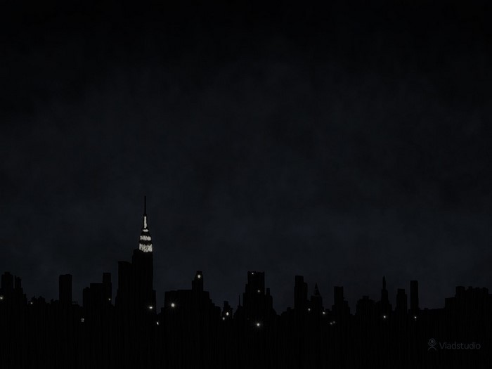 Night skyline with illuminated Empire State Building