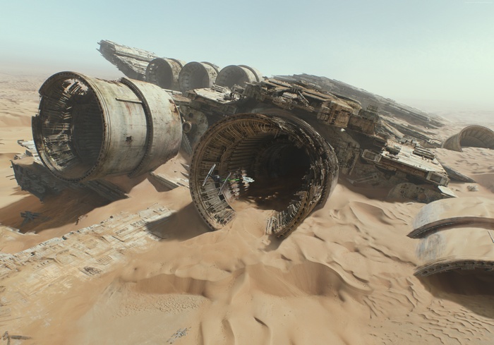 Star Wars: The Force Awakens desert spaceship wreckage