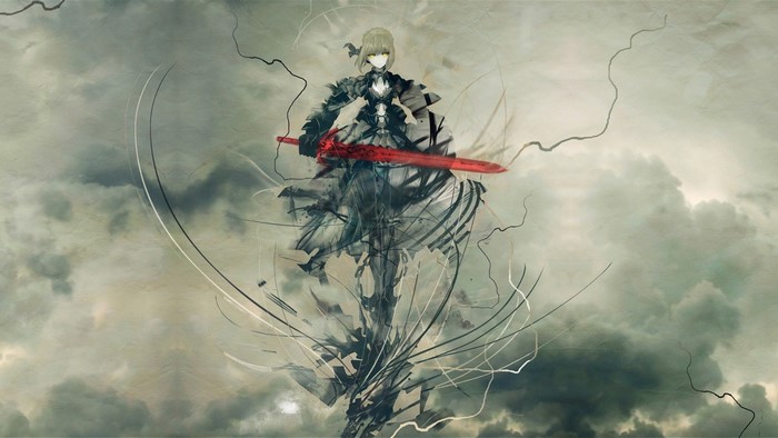 Saber from Fate Zero with a red sword