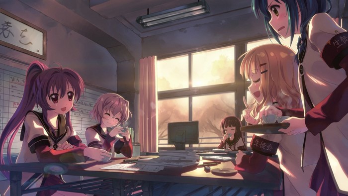 Anime girls in a classroom setting