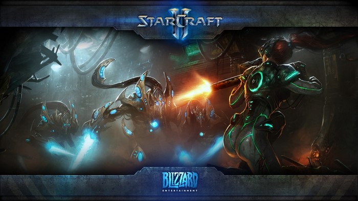 Starcraft II Protoss and Terran battle