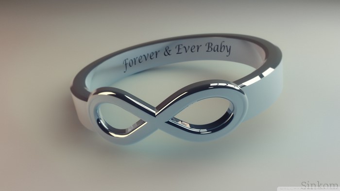 Infinity ring with inscription "Forever & Ever Baby"