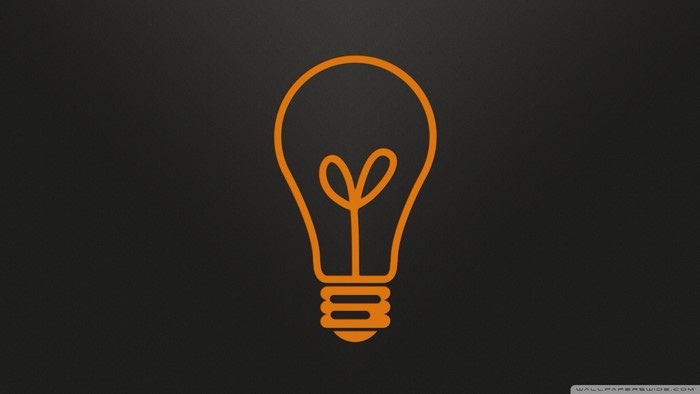 Orange light bulb illustration on dark background