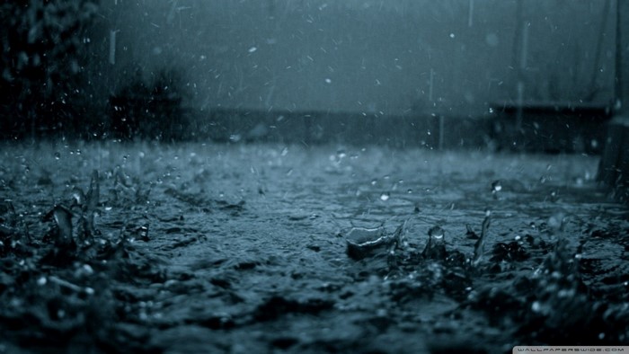 Raindrops falling on the ground
