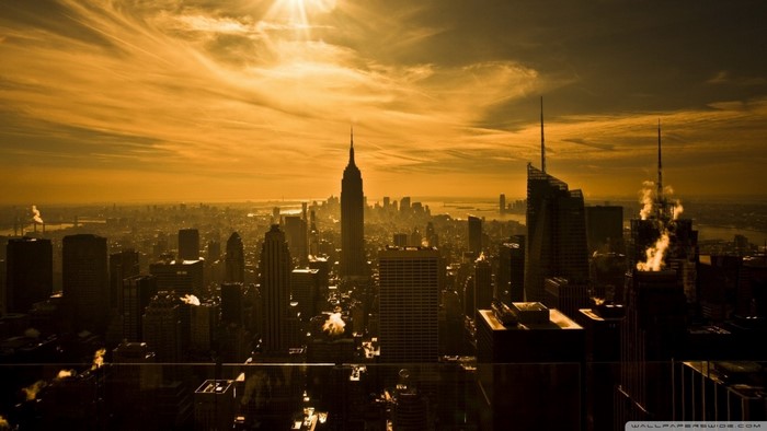 New York City skyline at sunset with Empire State Building