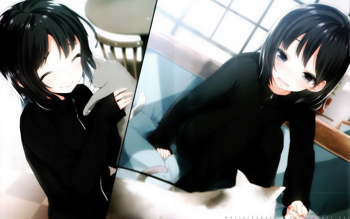 Mikazuki Yozora from Boku wa Tomodachi ga Sukunai with cats