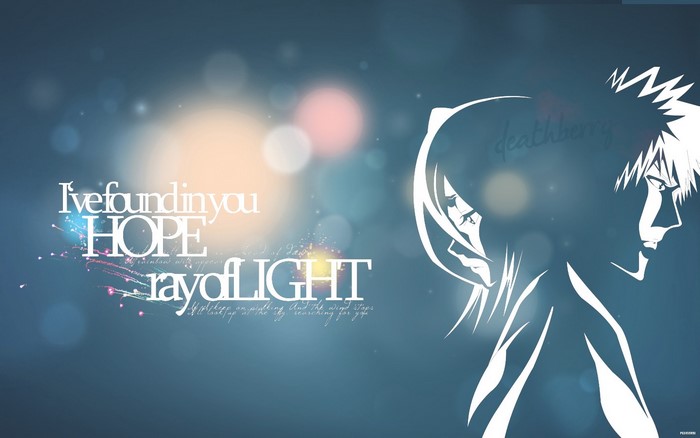 Bleach: Ichigo and Rukia with text