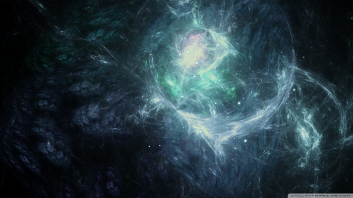 Fractal art of a colorful nebula in deep space