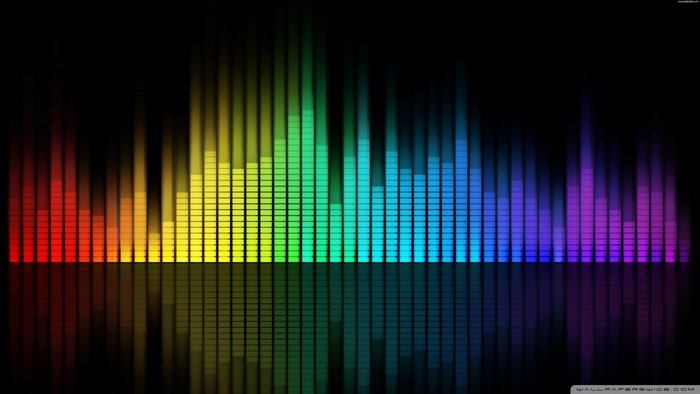 Colorful digital equalizer bars with reflection