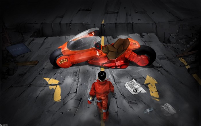 Kaneda and his motorcycle from Akira