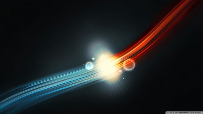 Abstract light streaks and circles in space