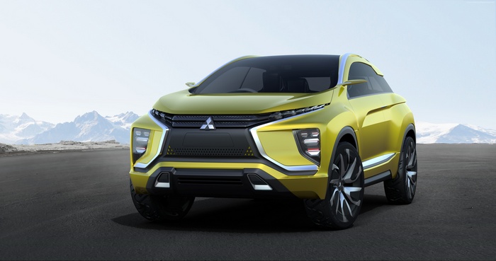 Yellow Mitsubishi eX Concept car