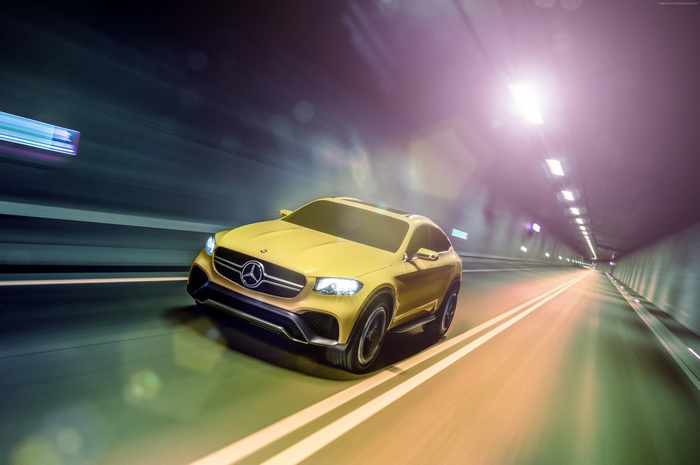 Gold Mercedes-Benz GLC Concept Car in Tunnel