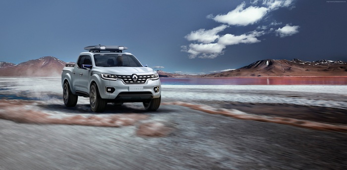 Renault Alaskan concept pick-up truck on a salt flat