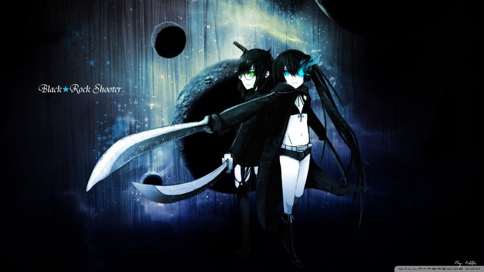 Black Rock Shooter characters in space