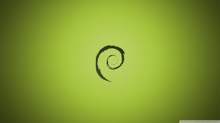 Debian logo on a green gradient background