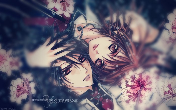 Vampire Knight Romantic Anime Illustration with Flowers